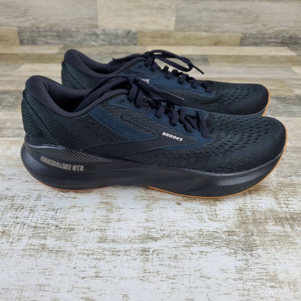 Brooks Adrenaline GTS 24 Mens Running Shoes Sz 9.5 D Black Biscuit Mesh Sneakers